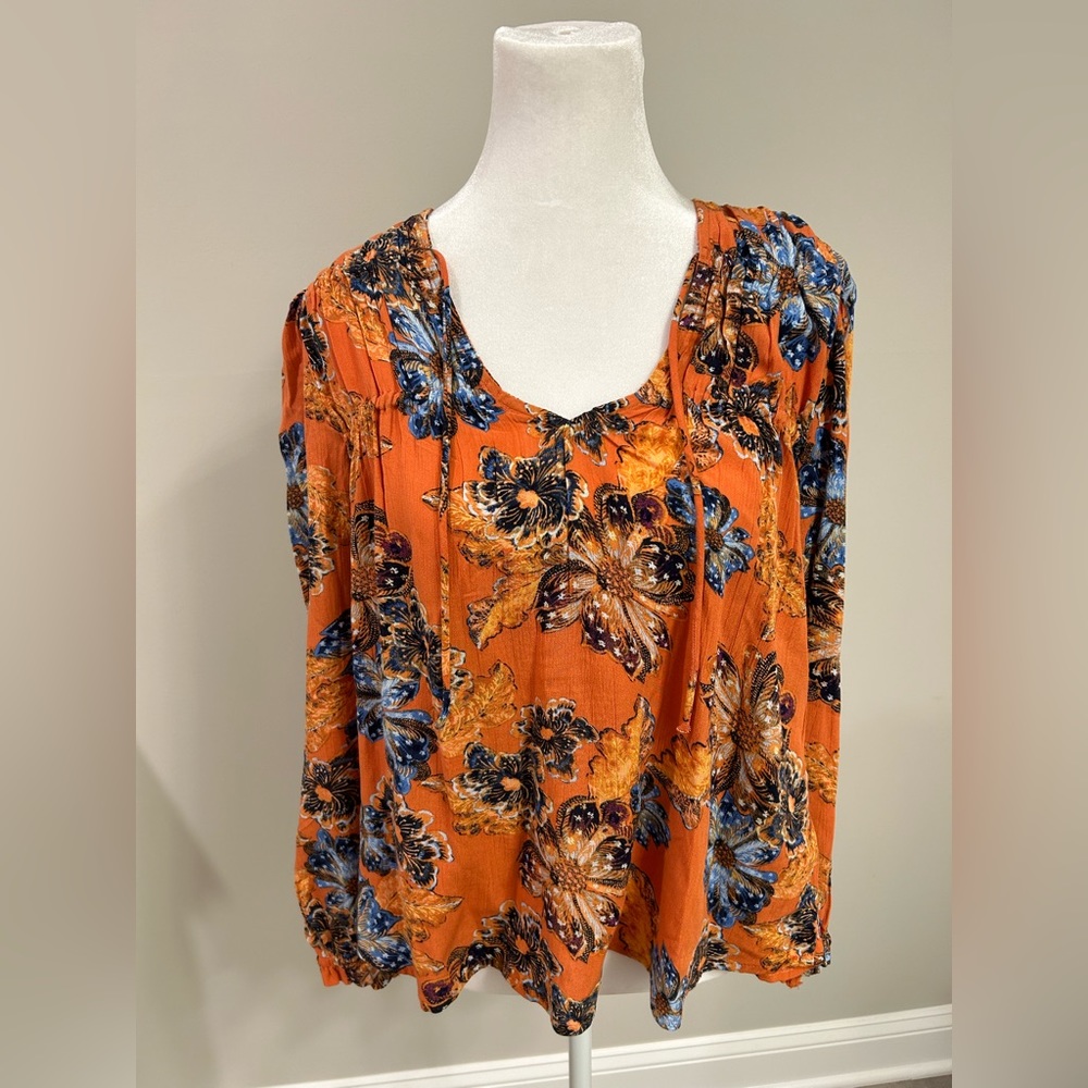 Old Navy Boho Floral Print Long Sleeve Peasant Top- XS NWT
